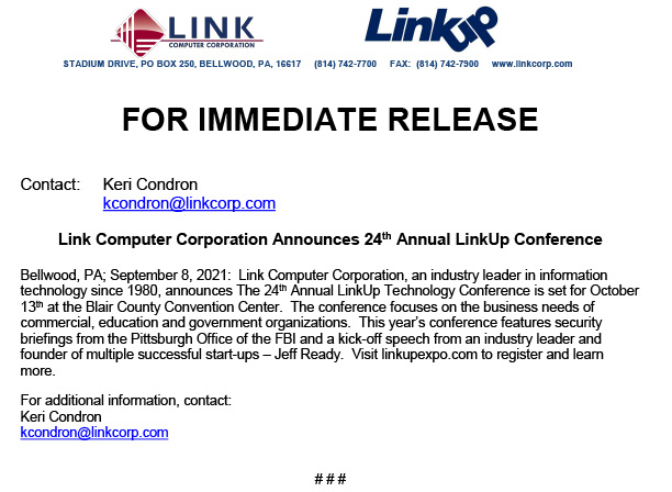 LinkUp 2021 Press Release